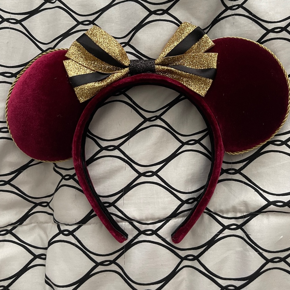 Disney Inspired Minnie Ears Velvet and Gold Trim